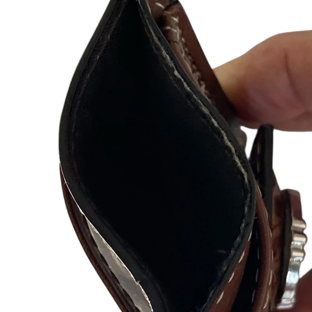 Western Genuine Leather & Cow Hair Money Clip Wallet - New